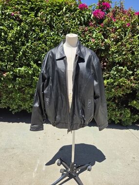 Oscar Piel Vintage Leather Bomber Motorcycle Jacket Men's XL Black Outerwear